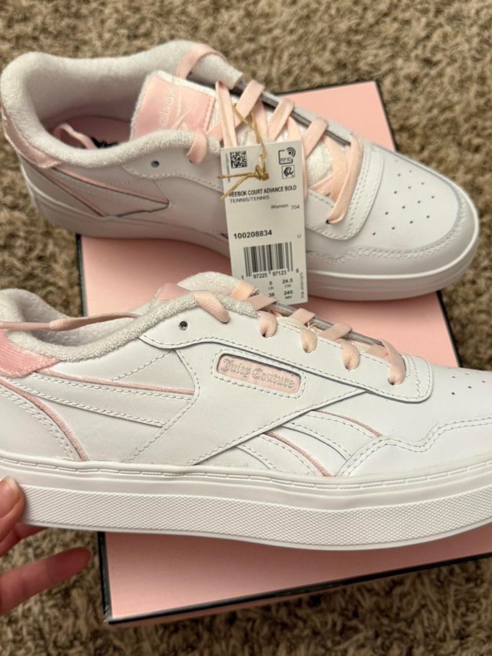 Reebok x Juicy Couture Women's White Sneakers with Light Pink Accents